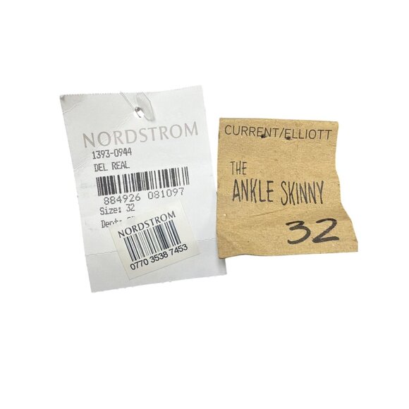 Current/Elliott Womens Blue Cotton Blend Ankle Skinny Distressed Jeans Size 32 - Picture 11 of 13